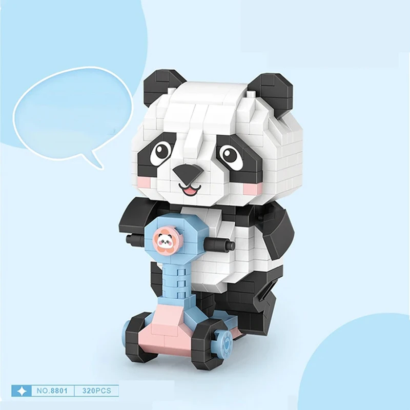 ของเล่นบล็อกตัวต่อรูปหมีแพนด้าขนาดเล็กของเล่นเพื่อการศึกษาของเด็กโมเดลแพนด้าสัตว์เลี้ยงน่ารักแบบทำมือ