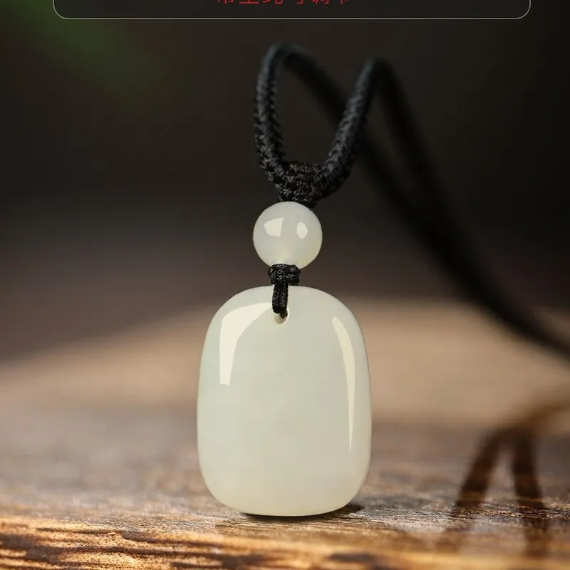Authentic Natural Hotan Peace Serenity Pendant Necklace for Men and Women, Jade Amulet, Good Luck Ornament
