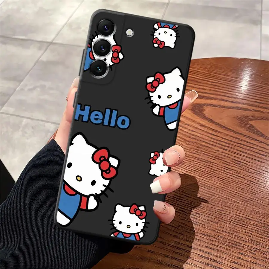 موضة مرحبا كيتي الكرتون الأسود لينة غطاء الهاتف حقيبة لهاتف سامسونج غالاكسي A70 A04 A06 A05 A10 A12 A17 A50 A40 A16 A30 A15 A20