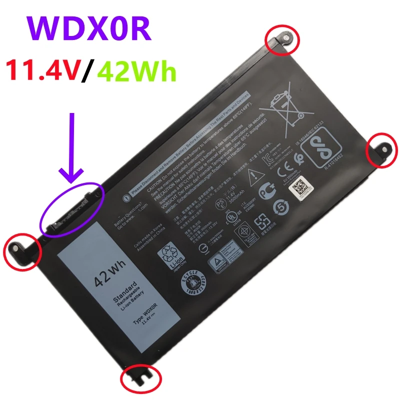 

WDX0R Battery For Dell Inspiron 13 17 Vostro 14 15 5000 5368 5482 7460 5767 5468D Latitude 11 3180 3190 3189 3379 3390 3480 3580