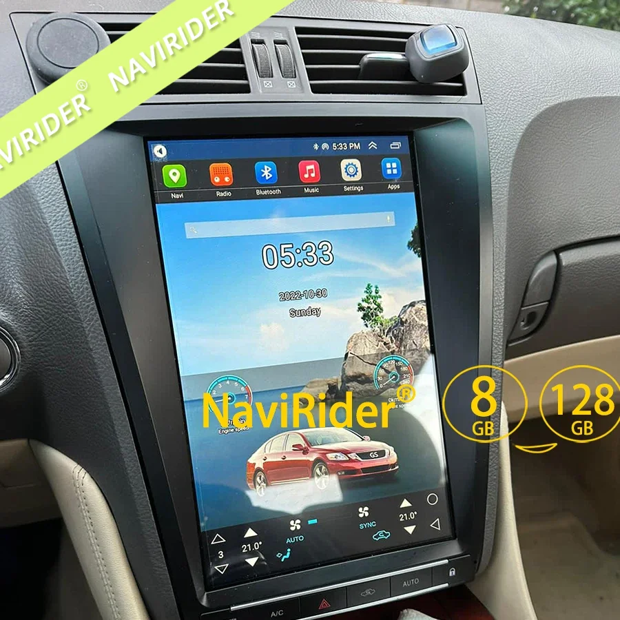 12.8'' Screen Android 15 Multimedia Video Player Carplay GPS Navigation For Lexus GS450h GS300 GS350 GS 300 450h 350 2005-2011