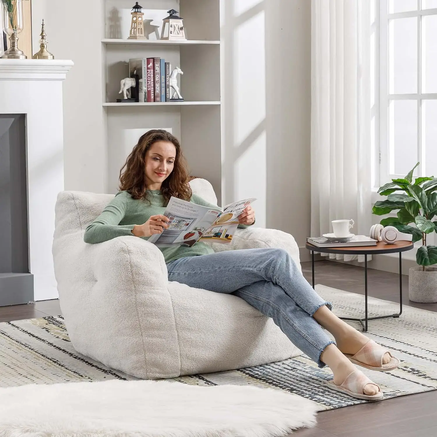 

Teddy Fabric Bean Bag Chair Ultra Soft Living Room Bedroom Apartment Chair, Customized
