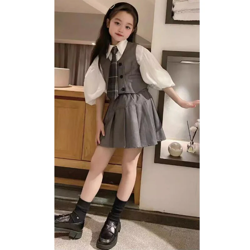 

Korean Kids Lolita Tops Vest Skirt Children School Clothes Girls Jk Uniform Toddler Infant Baby Halloween Boutique Clothing