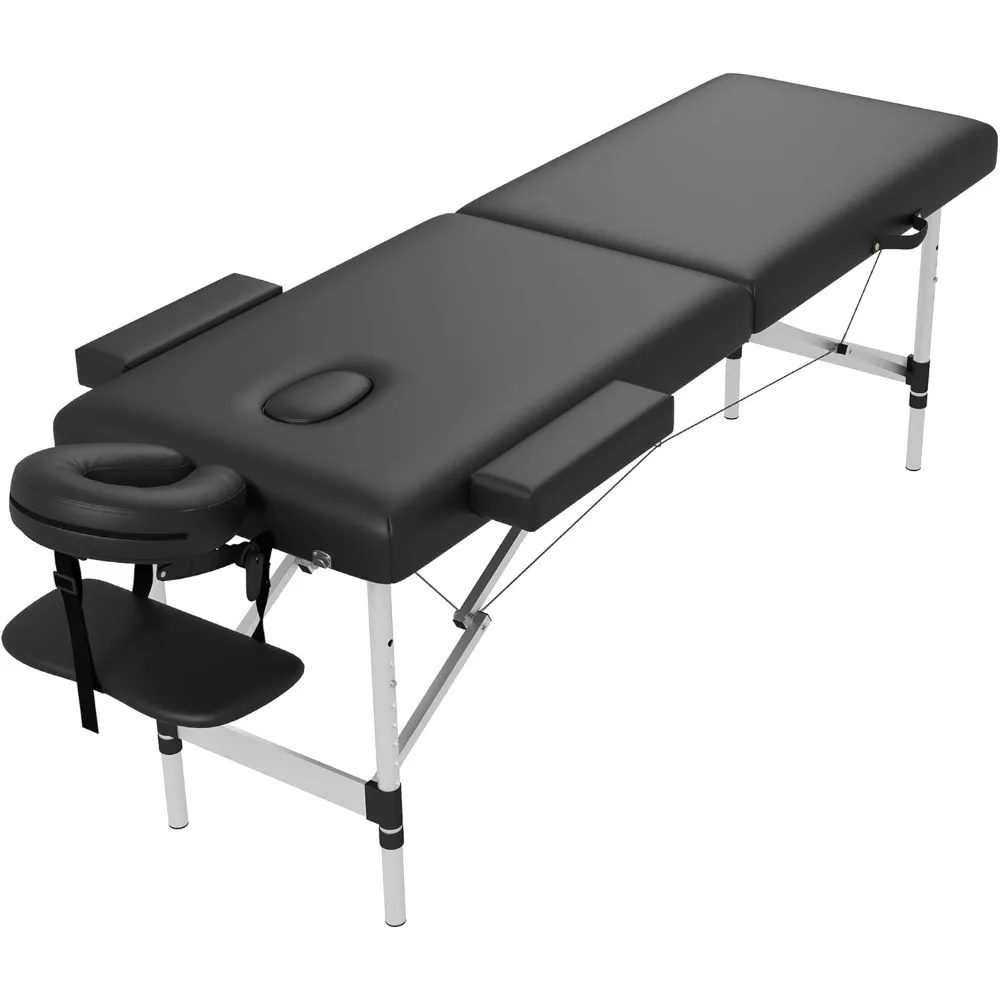 

Massage Table Massage Bed, Portable 2 Section Foldable Tattoo Bed, Height Adjustable Spa Lash Bed with Face Cradle