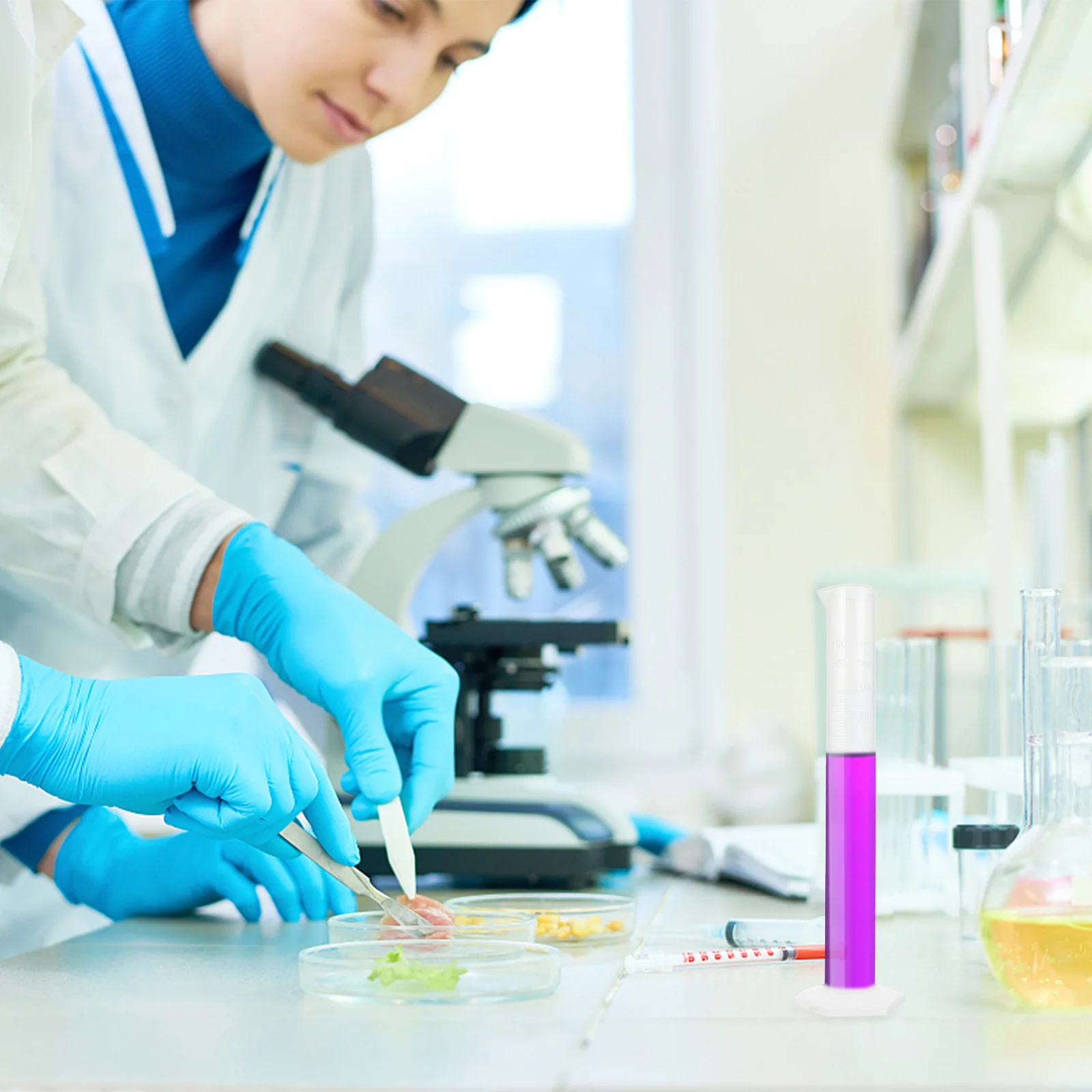 

1Set Plastic Graduated Cylinder Measuring Cylinder Kit 100ml Stable Base Dropper Lab Equipment Graduated Cylinders