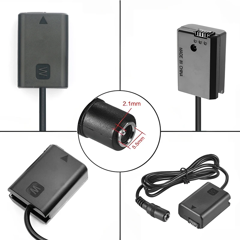 AC-PW20 AC Power Adapter NP-FW50 Dummy Battery Kit for Sony Alpha A5100 A6000 A6100 A6300 A6400 A6500 ZV-E10 A7 A7R Cameras