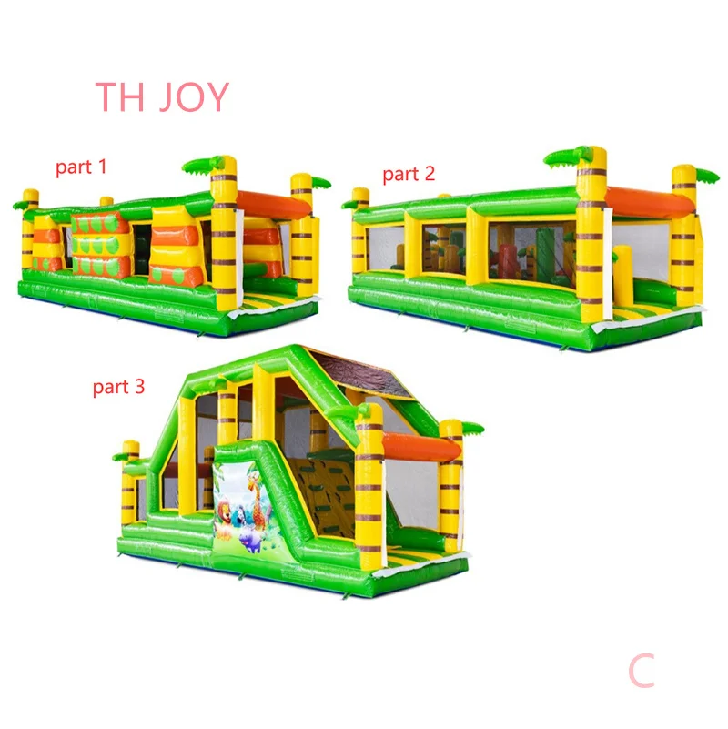 outdoor giant Funny Jungle Race Inflatable Obstacle Course, forest theme inflatable bouncer slide combos