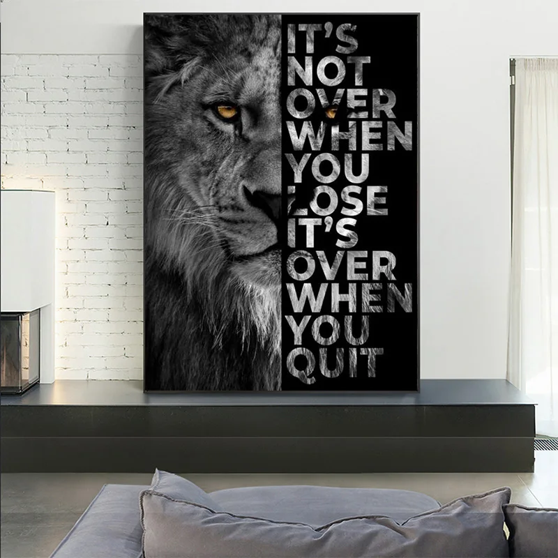 Wild Lion Letter Motivational Quote Art Posters and Prints Canvas Painting Wall Art Picture for Living Room Home Decor No Frame
