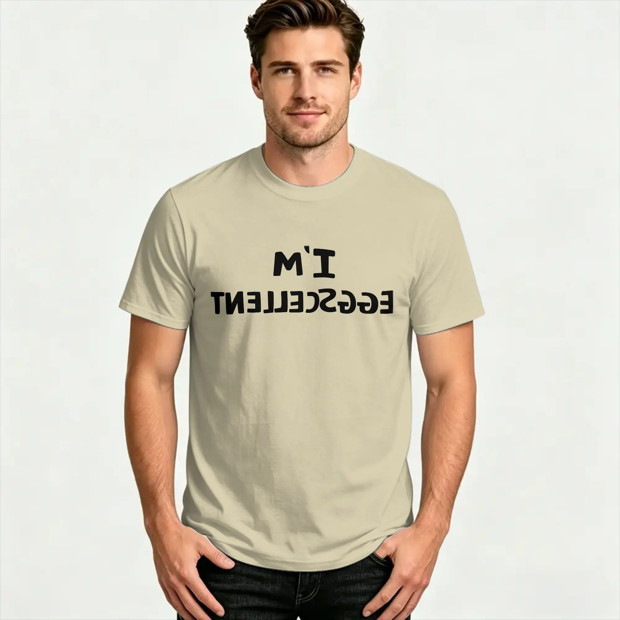 IM EXCELLENT T Shirt Beach  Y2K Fun T-Shirts Pure Cotton Leisure Tshirt For Men Print Tops