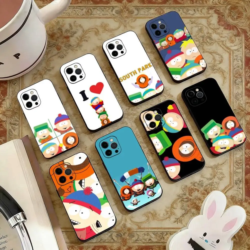 

Cute Cartoon South-Parkes Phone Case For iPhone 17, 16,15,14,13,12,11 Plus,Pro Max, Others Soft Black Cover