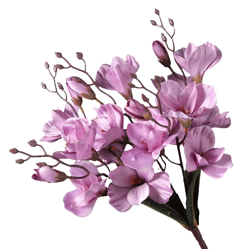 Alta Qualidade 5 Garfos 20 Cabeças Artificial Magnolia Flor Para Casa Sala de estar Decoração de Mesa Noiva Festa de Casamento Flor Bouquet