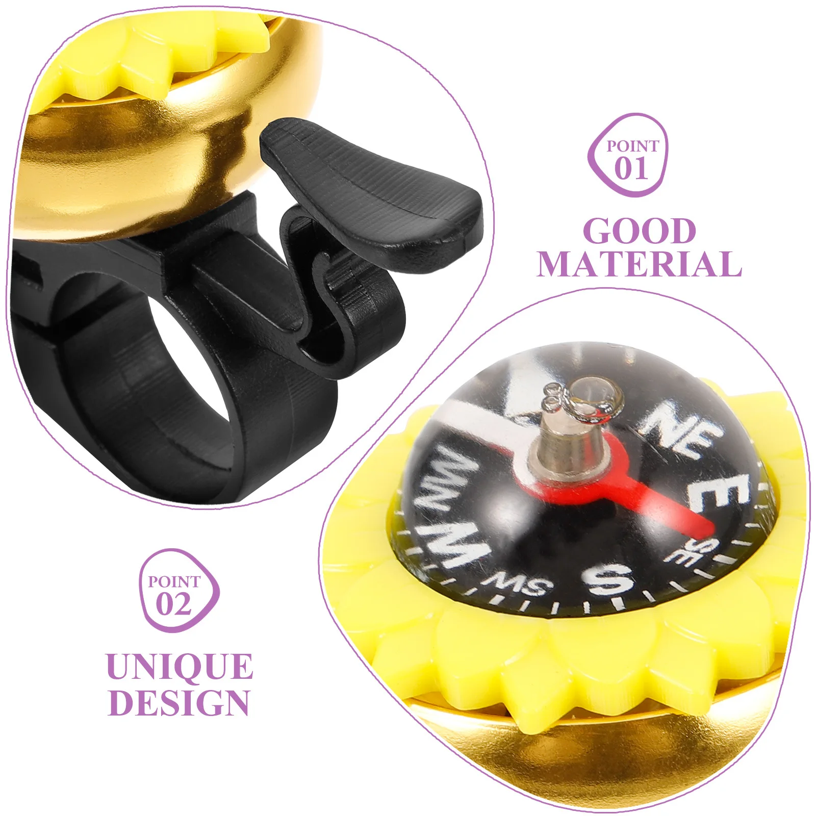 جرس دراجة من سبائك الألومنيوم، بوصلة متعددة الوظائف، جرس محمول لركوب الدراجات على الطرق، مضاد للخسارة، بوق دراجة عملي للدراجات البالغة #4