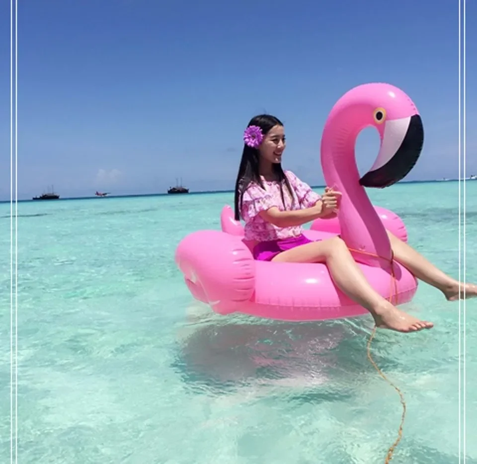 150CM 60 Inch Giant Inflatable Flamingo Pool Float Pink Ride-On Swimming Ring Adults Children Water Holiday Party Toys Piscina