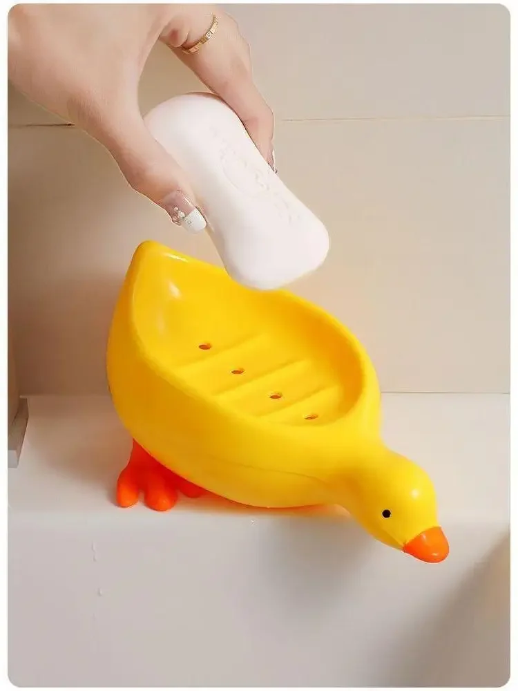 Soap Tray Self-draining Soap Rack Cute Duck-shaped Creative Rack for Shower Bathroom Kitchen Tub Sink Tray Bracket Bathroom