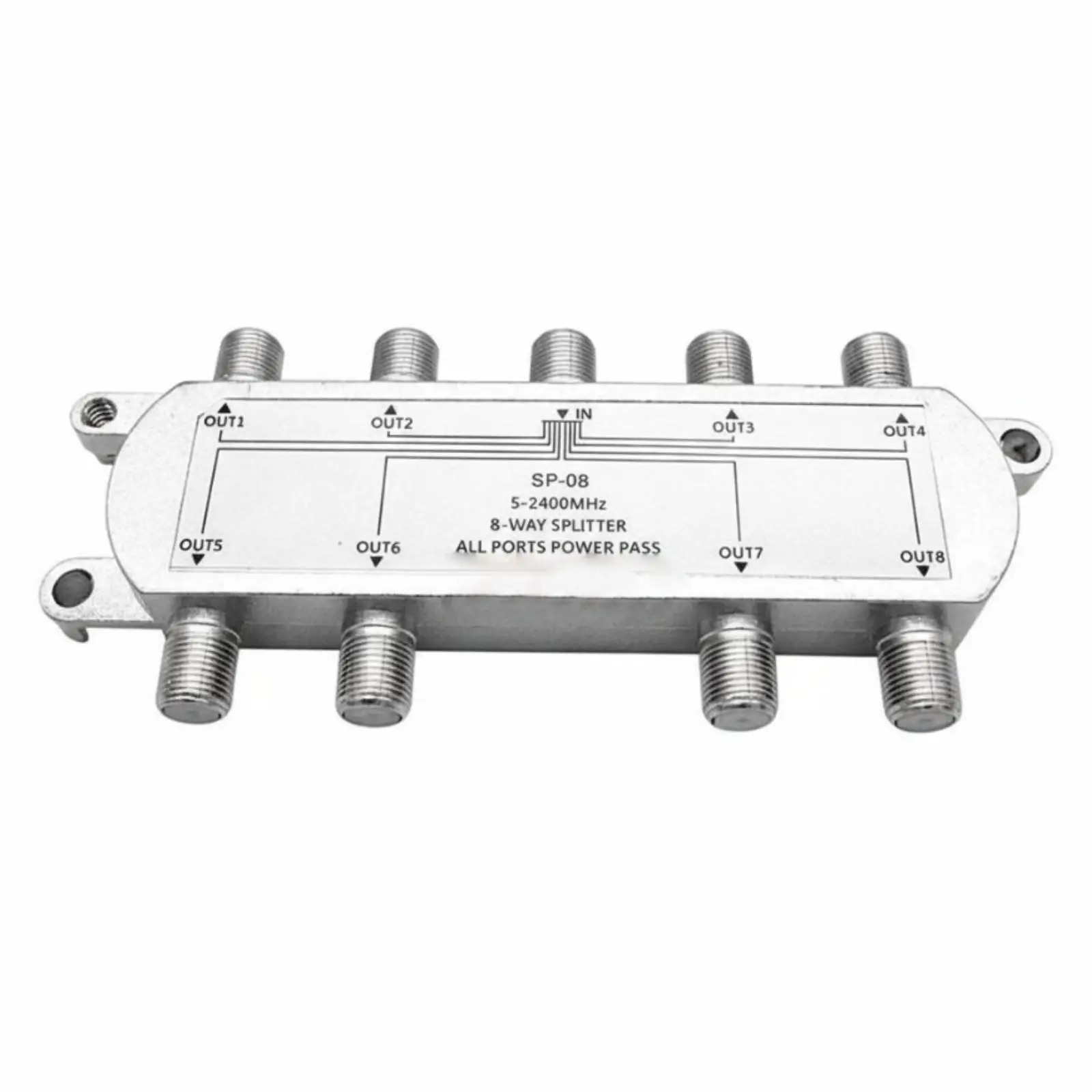 1-in 8-Output TV Transmission Splitter High Separation 8-Port Coaxial Connector