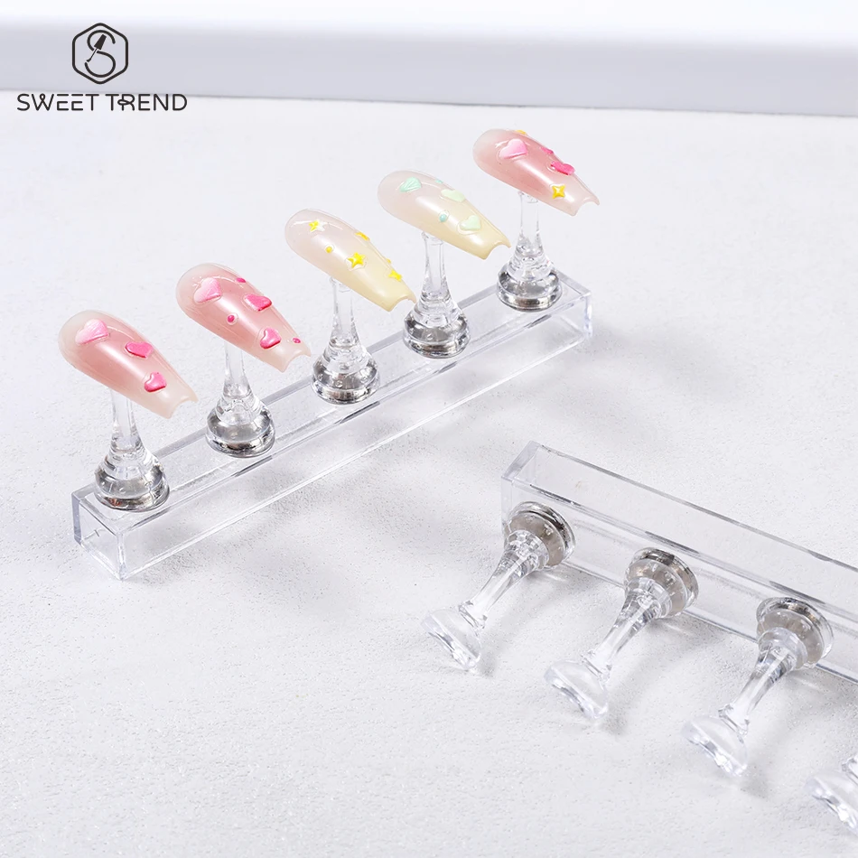 1 Conjunto de Suporte Magnético para Unhas Postiças, Expositor de Esmalte em Gel, Prateleira de Acrílico para Exibição de Unhas Artísticas, Ferramenta
