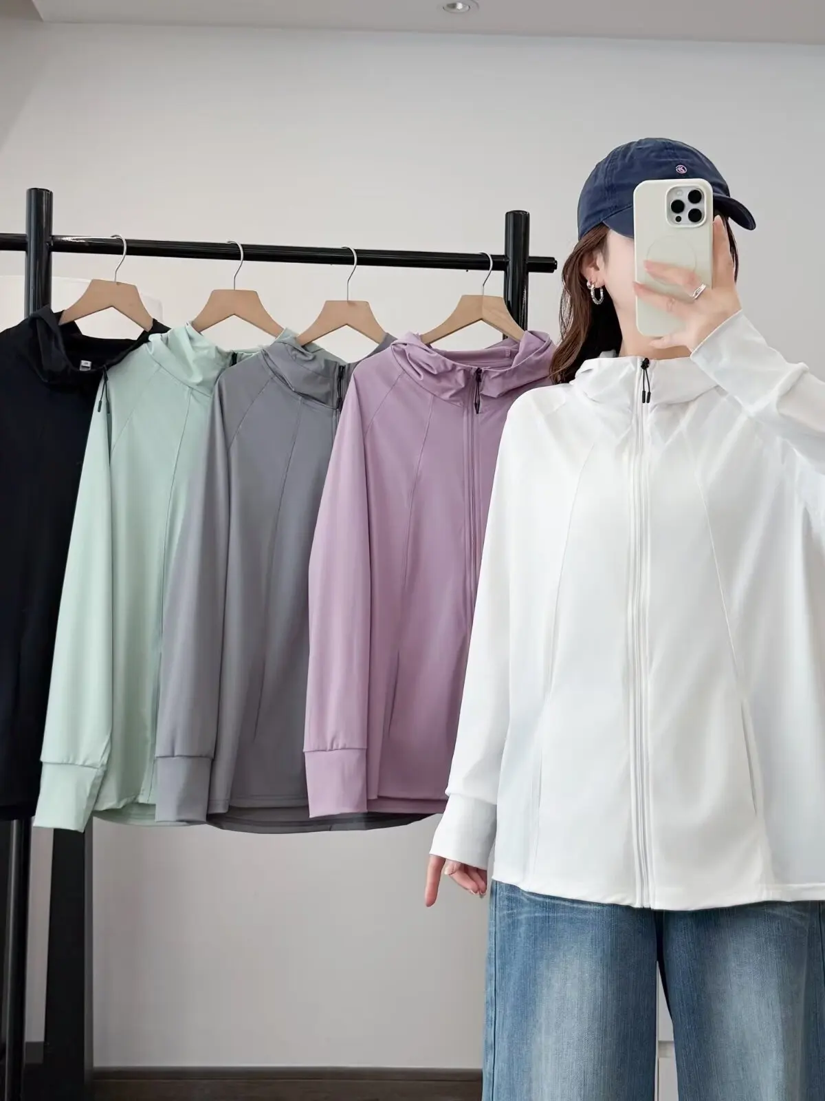 

plus Size Summer Korean Style Lightweight Zipper Hooded Sun Protection Outerwear Slimming Casual Top for Women