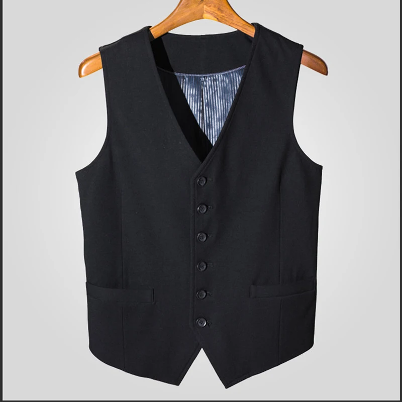 Men's Business Suit Vest V-Neck Wedding Groom Vest Black Classic Waistcoat gillet uomo