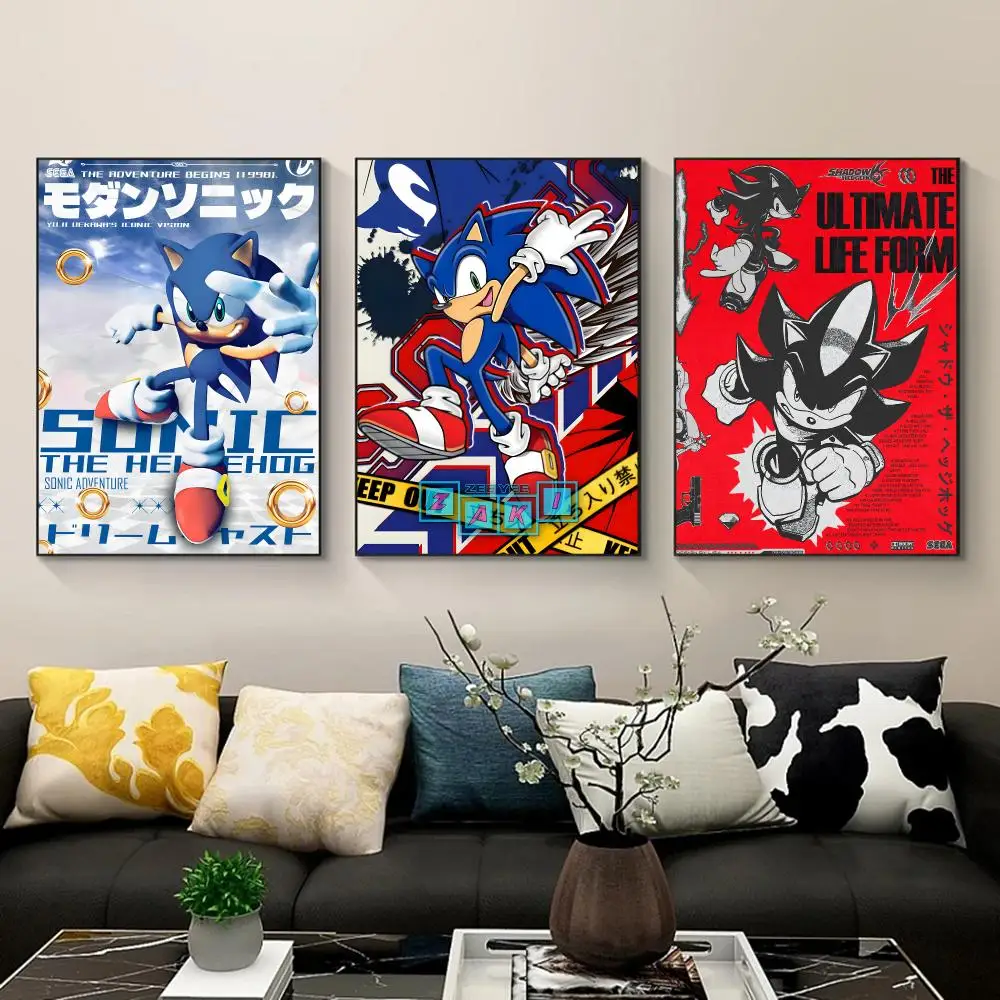 S-Shadow S-Sonic Poster Poster Waterproof PP Self-Adhesive,Removable Wall Decor For Bedroom Entrance Bar Cafe, Ideal Gift