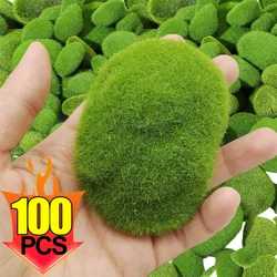 100/5PCS Fake Stone Artificial Moss Rocks Home Decor Simulation Plant DIY Decoration For Garden And Crafting Green Wholesale