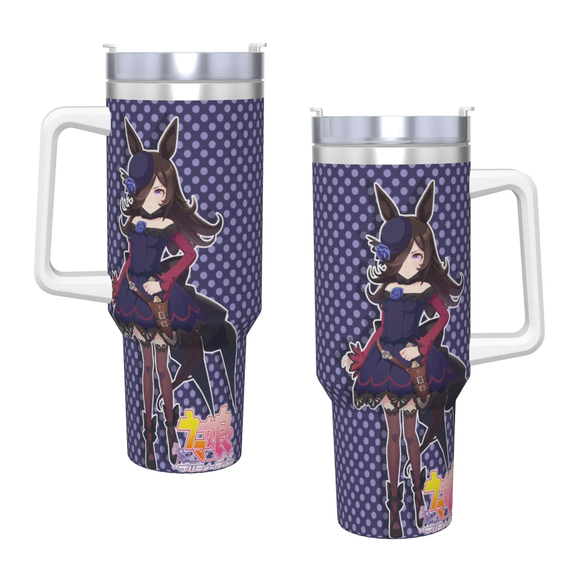 Stainless Steel Tumbler Rice Shower UmaMusume Pretty Derby Thermal Mug  Leakproof Cold Drink Car Mugs Beach Graphic Water Bottle