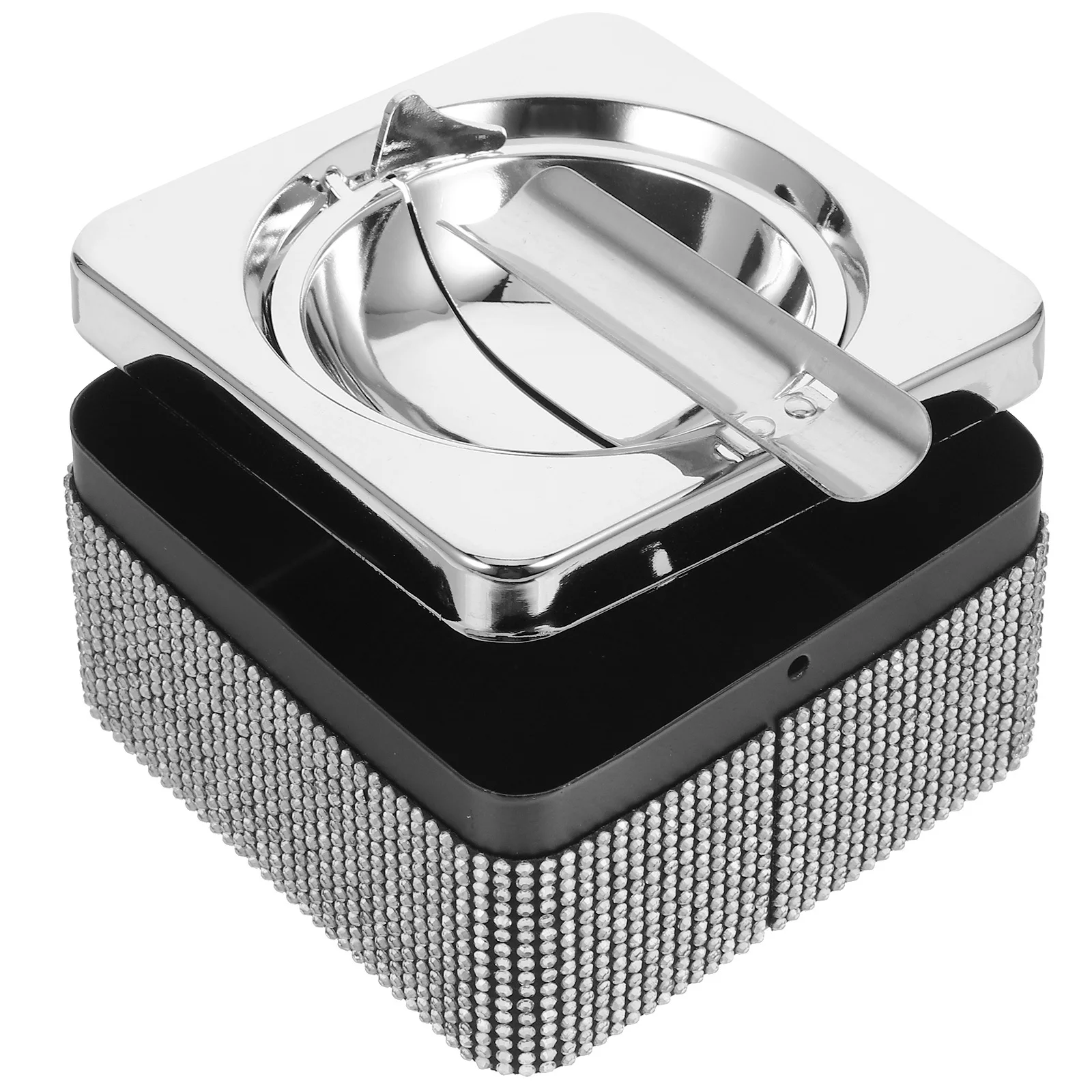 

Crystal Ashtray Car Automotive Interior Decorative Portable Travel Ash Tray Large Capacity Anti-Slip Base Rhinestone Design