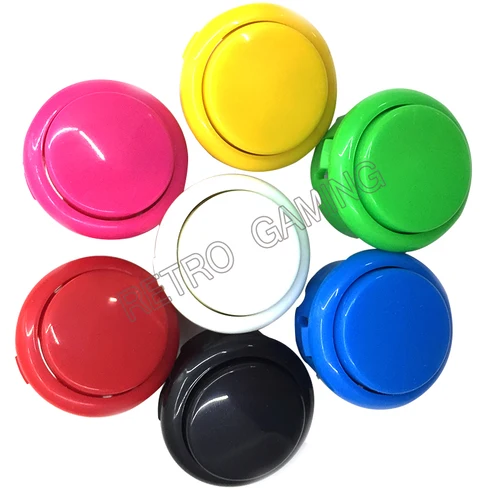 Imagen 2 del producto 1 uds/10 Uds. Botón pulsador de 30mm botón Arcade Retro clásico videojuego operado en 7 colores para gabinete Arcade