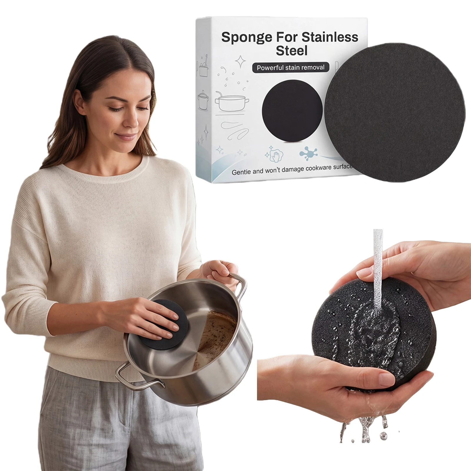 

1/3pcs Non-stick Oil Wiping Dishcloth for Stainless Steel Scrub Dish Sponge Soft Absorbent for Home Kitchen Cleaning Tool