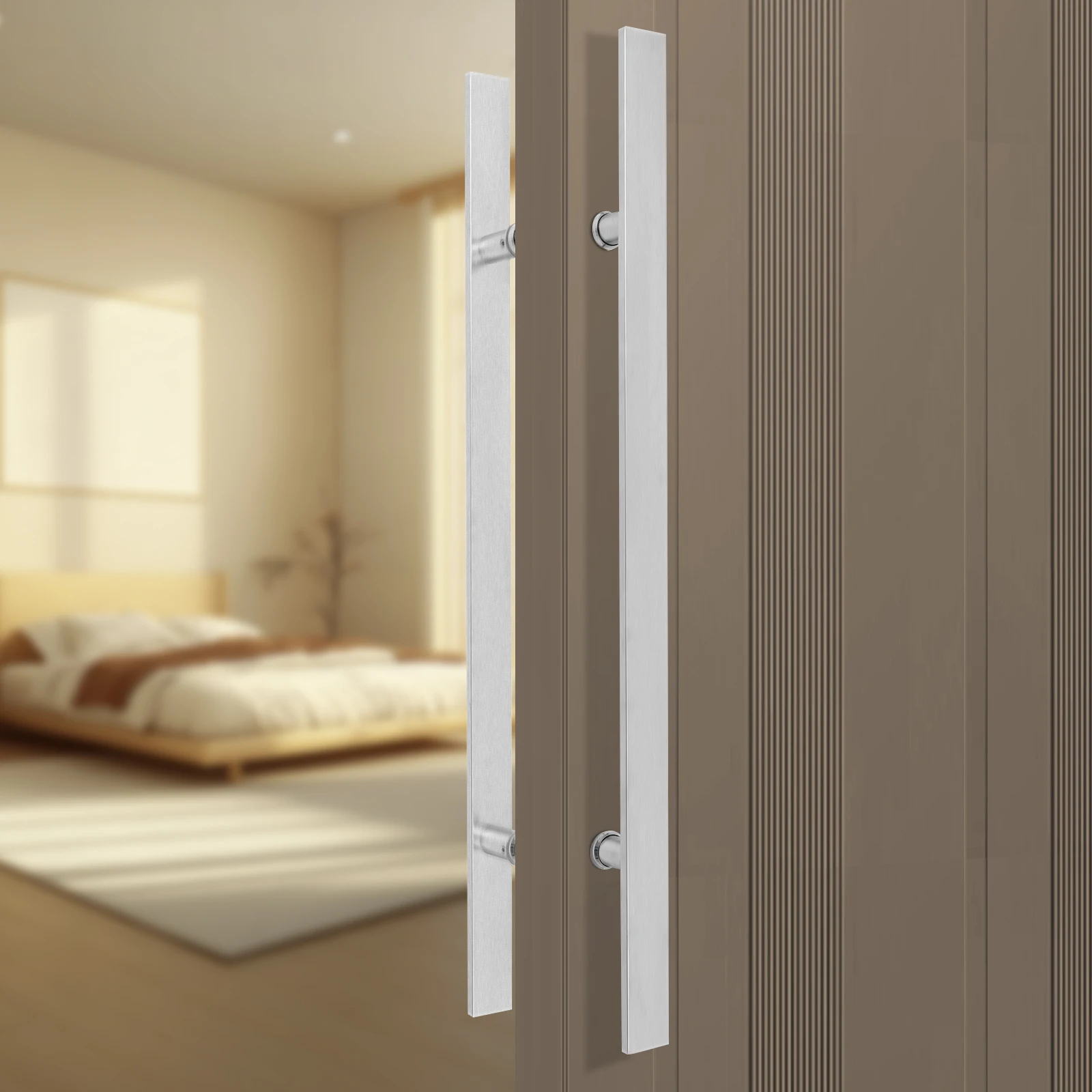 Double Sided Stainless Steel Door Handle Pull Push Sliding Barn Door Handles 79.5*4.06*15cm Commercial H Shape Door Pull Handle