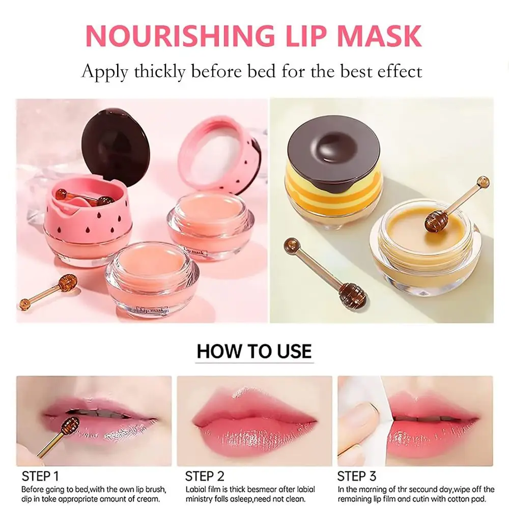 Lip Scrubs Exfoliator Lip Hydrating Day and Night Lip Masks Repair Strawberry Honey Lip Balm