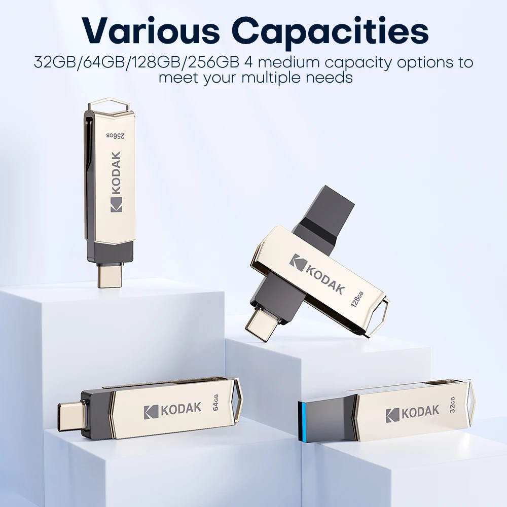 Kodak 2-in-1 U Disk On Key Type-c USB 3.2 OTG Flash Drive 256gb 128gb 64gb 32gb High Speed Dual Memory Stick For Smart Phone