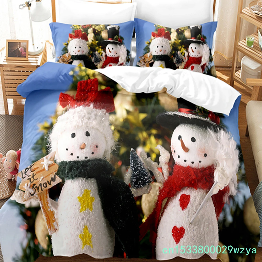 Christmas Snowman Bedding Set Duvet Cover New Year Gift Quilt Cover Boys Girls Bed Set Christmas Decorative House Bedding Set