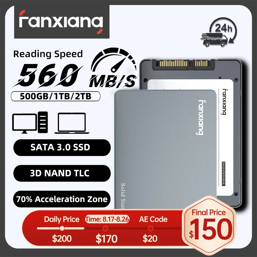 Fanxiang S102 Pro 2.5" SATA SSD 500GB 1TB 2TB Up to 560MB/s Internal Solid State Drive 70% Speedup Hard Disk Drive For PC Laptop