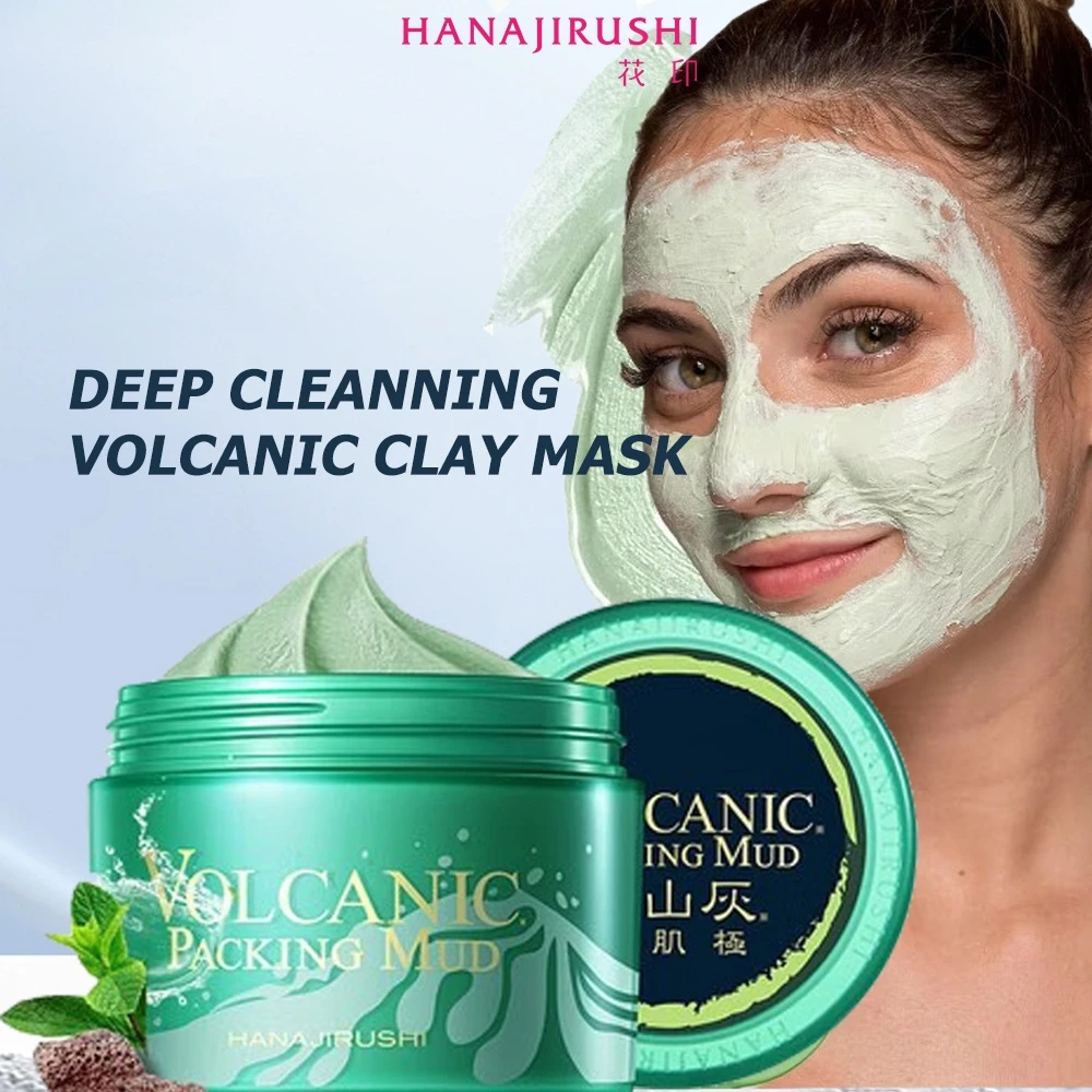 HANAJIRUSHI Clay Mask Volcanic Mud Facial Mask Clear Pores Remove Blackhead Strawberry Nose Hydrated White Unisex Face Care80g