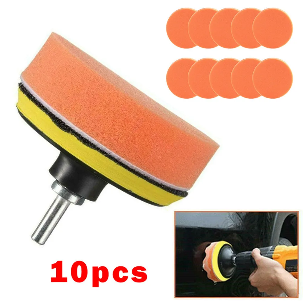 10PCS 75mm Car Polishing Sponge Orange Smooth Flat Sponge Polishing Pad For Car Polisher Auto Beauty Paint Care Accessories