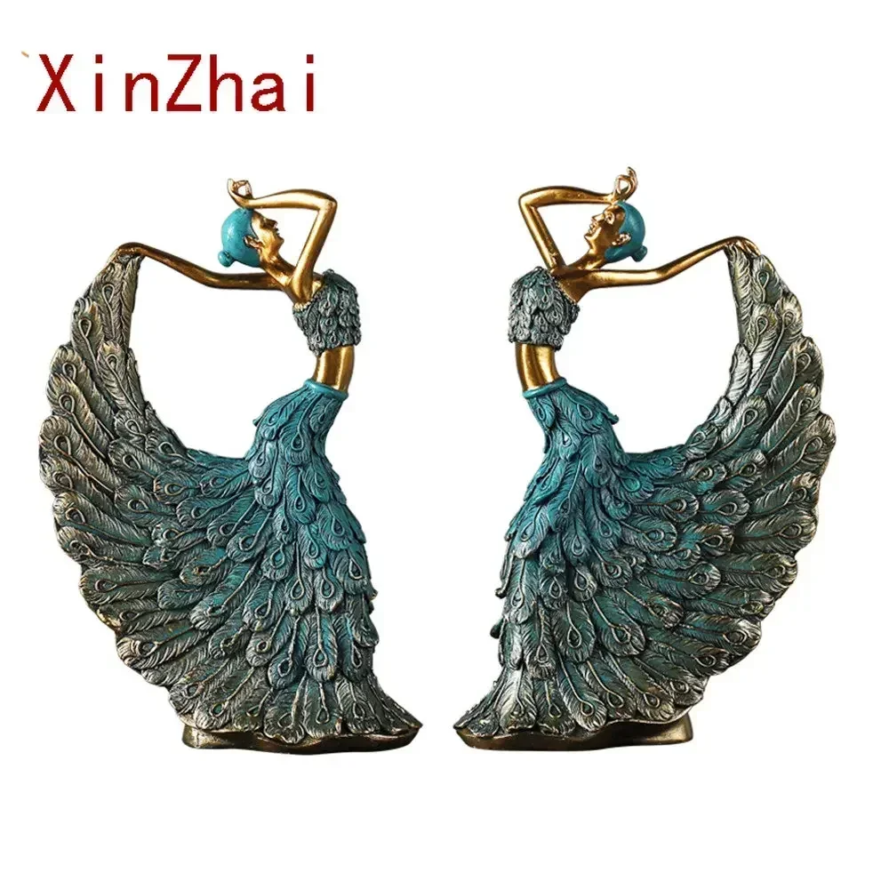 

VILEAD Dancer Figurines Peacock Abstract Art Ornament Statue Resin Sculpture Model Home Office Decoartion Craft Desktop Decor