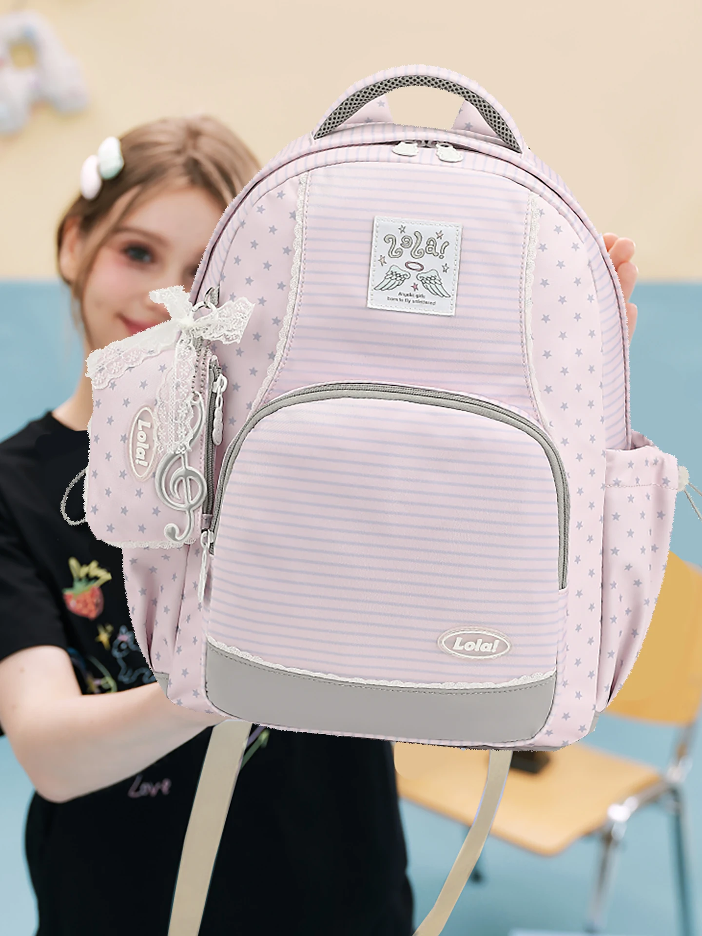  Design Angel Note Lightweight Backpack Sweet School Style for Junior High School Computer Bag Female Students Backpack