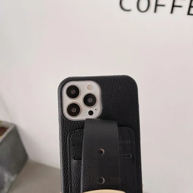 FF-15G سوار جلدي فاخر كبير مع فتحات بطاقة مزدوجة حافظة لهاتف آيفون X XR XS MAX 11 12 13 14 حافظة هاتف مقاومة للصدمات