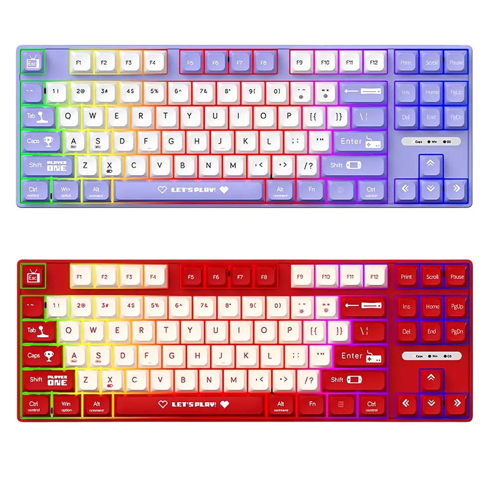 AJAZZ Ak870MC Tastiera meccanica cablata Type-C Hot Plug Piccola tastiera Tea Shaft/Red Shaft 87 tasti Giochi/ufficio per PC portatile