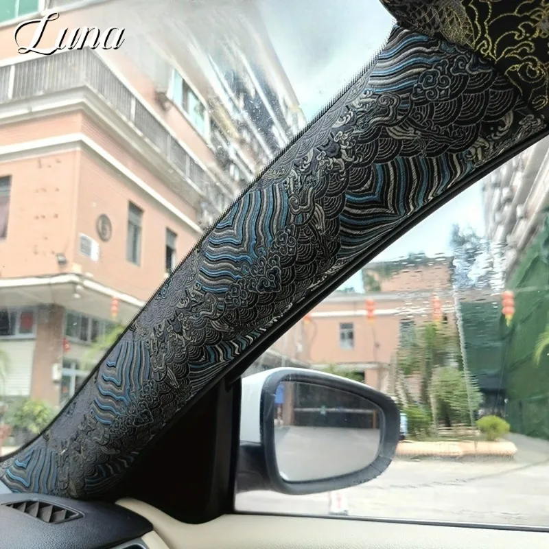 

Car Interior Self Adhesive Fabric for Car Upholstery Renovation Brocade Satin Emboss Stickers Automotive A-pillar Modified Films