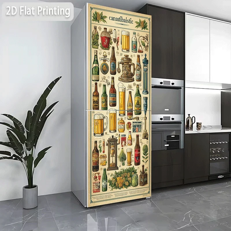 Refrigerator Sticker, Refrigerator and Dishwasher Sticker, Craft Beer Equipment and Liquor Illustrated Guide Themed Design, Se