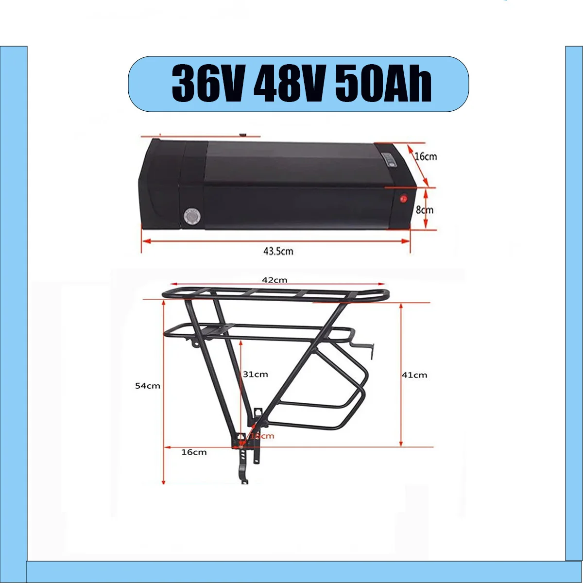 48V 36V Original New High Quality 30AH 40AH 50AH Rear Rack Batteria Pack For 2000W 1500W 1000W 750W 500W 350W Motor +Charger