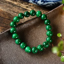 Natural Green Jade Beads Bangle Bracelet Charm Jadeite Jewellery Fashion Accessories Hand-Carved Amulet Gifts for Women Men