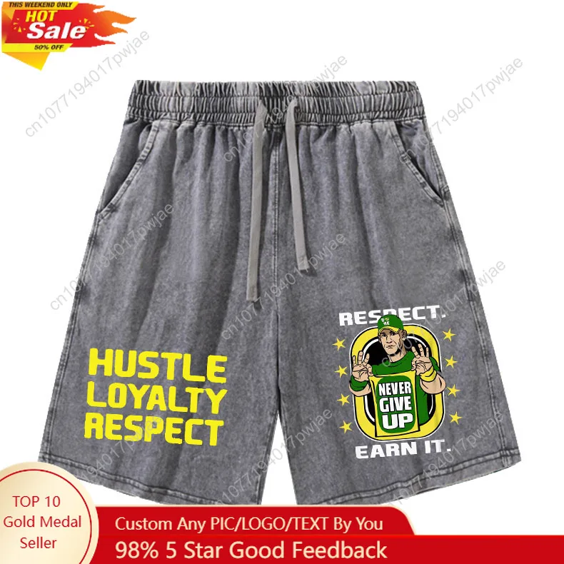 

John Cena 20 Years Never Give Shorts Mans Womans Retro Short Pants Vintage Cotton Elastic Soft Beach Shorts Customized Pants