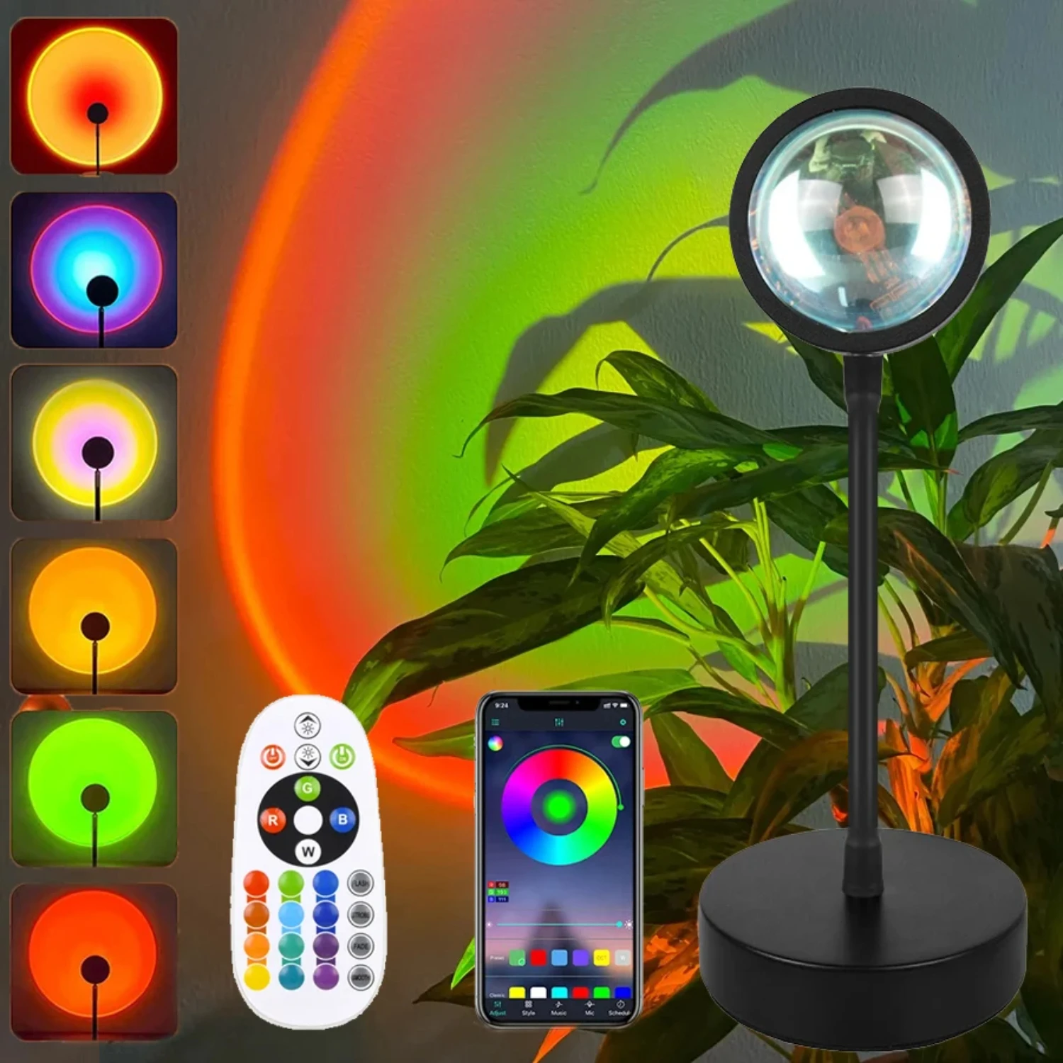 Smart Sunset Projector Lamp  Night Light Rainbow Atmosphere Sunset Light Wall Bedroom Decoration Background Table Lamp