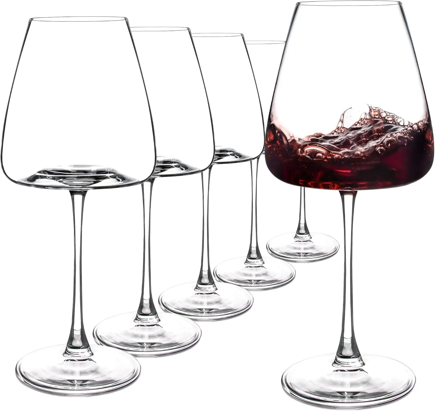

Red Wine Glasses Set of 6, 19.5 oz Durable Wine Glasses, Large Long Stem Wine Glasses with Unique Concave Bowl Base for