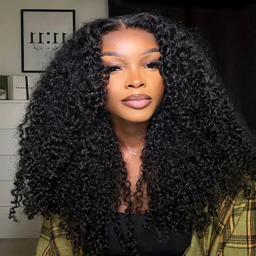 

Черный, курчавый, вьющийся, мягкий, длинный, 26 дюймов, парик спереди, для женщин, с детскими волосами, синтетические, предварительно выщипанные, бесклеевые, на каждый день