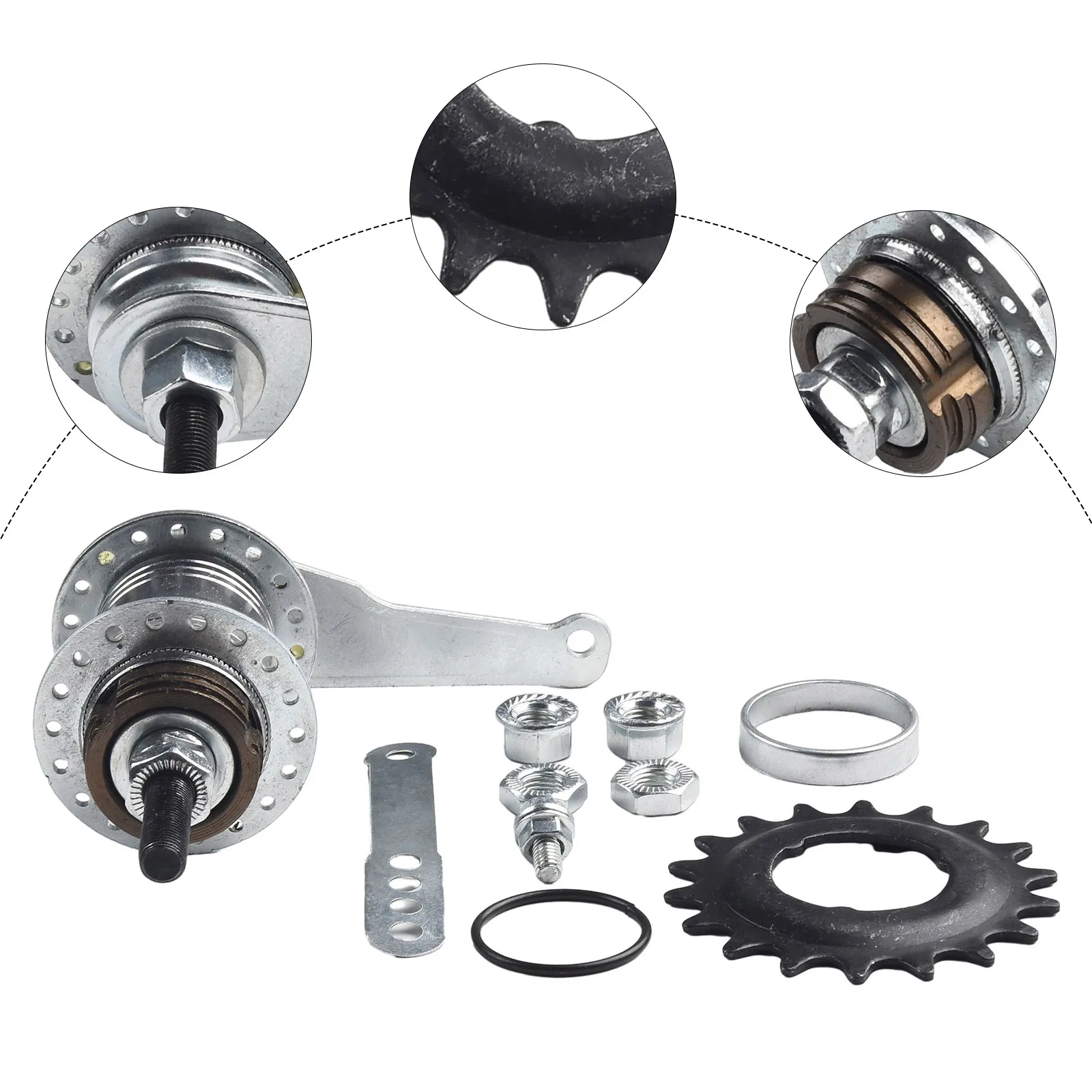 محور فرامل الوقاية الخلفية مع 36 فتحة 18T ضرس مثالي للدراجات ذات السرعة الواحدة المصنوعة من الفولاذ المقاوم للصدأ للمتانة