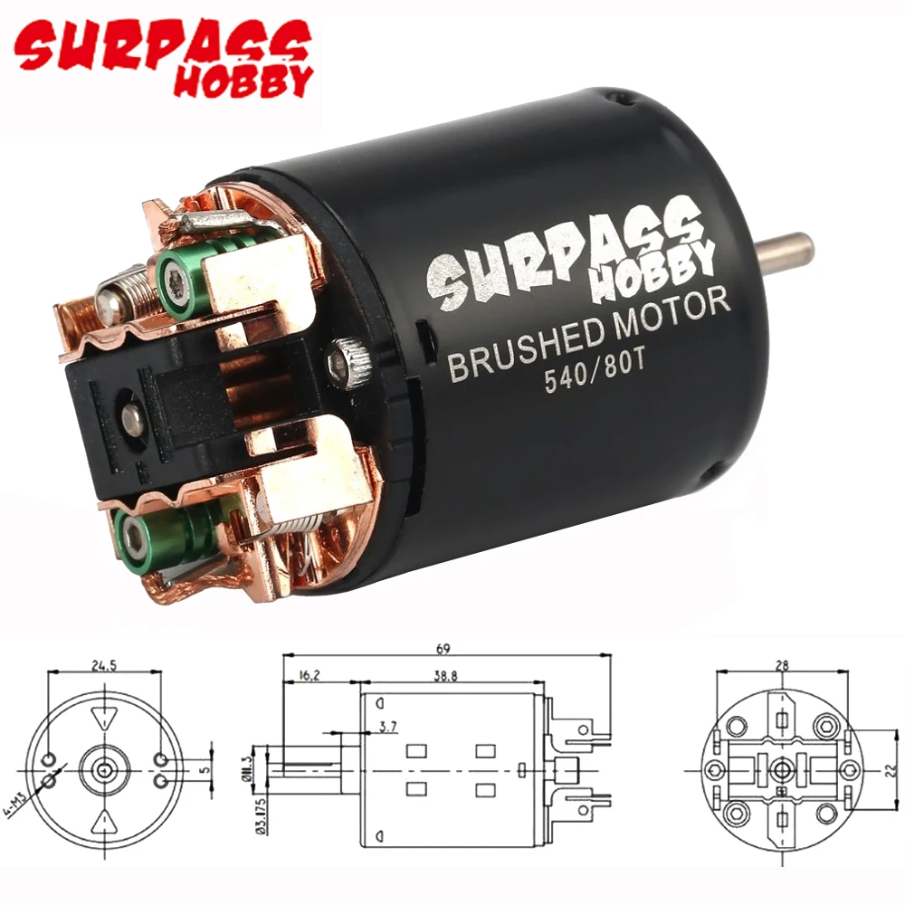 Surpass Hobby 540 21T/27T/35T/45T/55T/80T 6-8.4V Brushed Motor For 1/10 RC Car Rock Crawler 4WD Vehicle RC Car Parts Toys