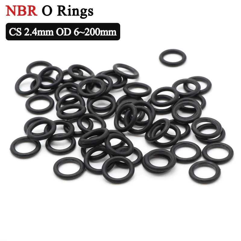 

10/50Pcs Black NBR O Ring Gasket Thickness CS 2.4mm OD 6~200mm Nitrile Rubber Round Corrosion Oil Resist Sealing Washer Gaskets